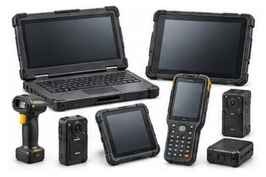 Rugged laptop, rugged tablets, handheld mobile computers and a barcode scanner